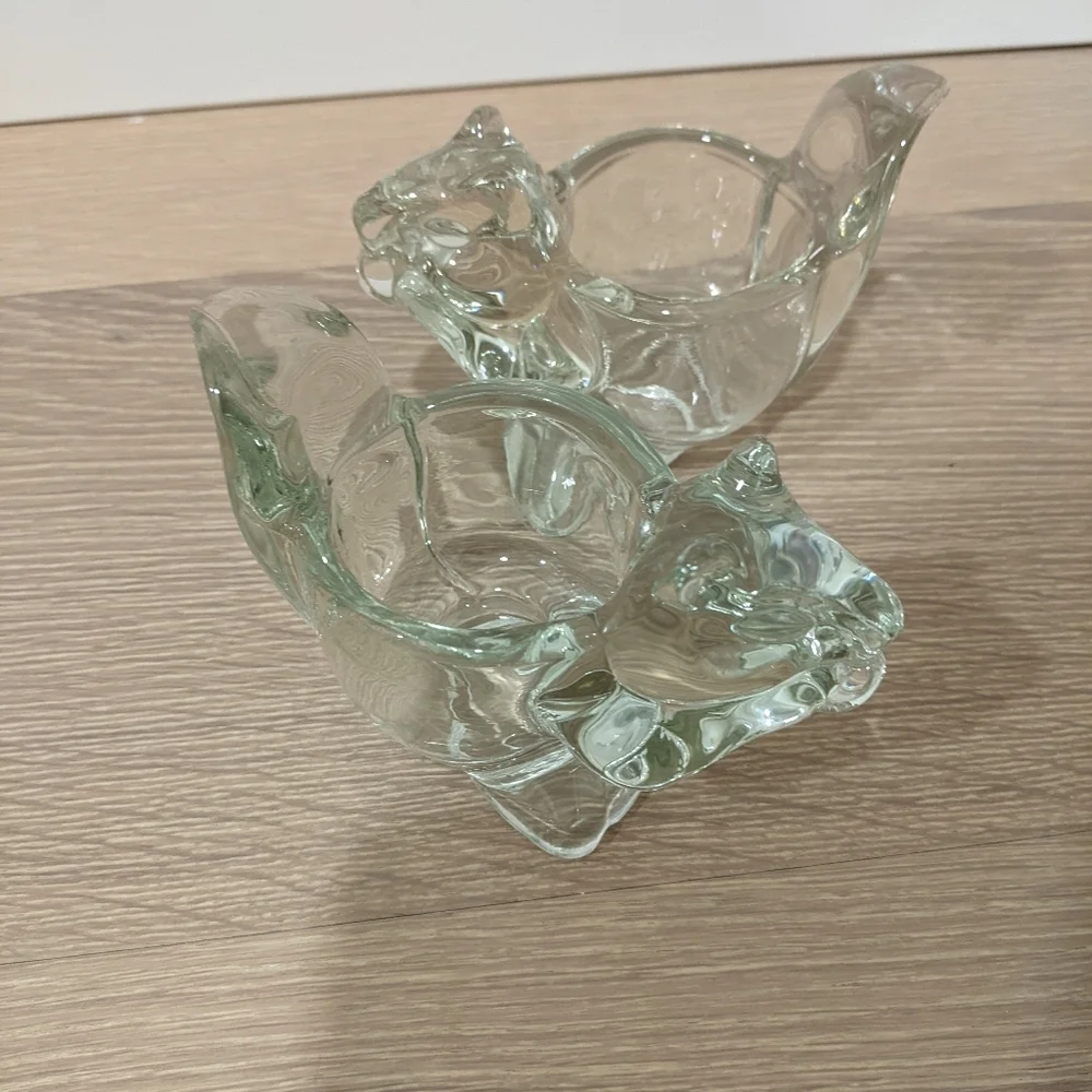Vintage Avon glass squirrel candle holders